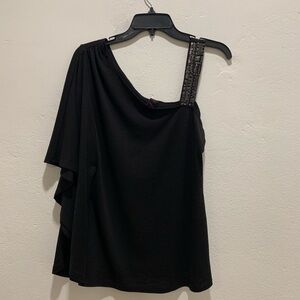 Black One-Shoulder Top with Embellished Strap